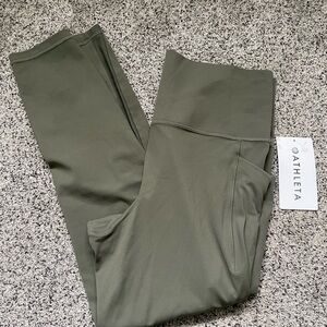 Athleta Sage Green Salutation Stash Mesh Leggings